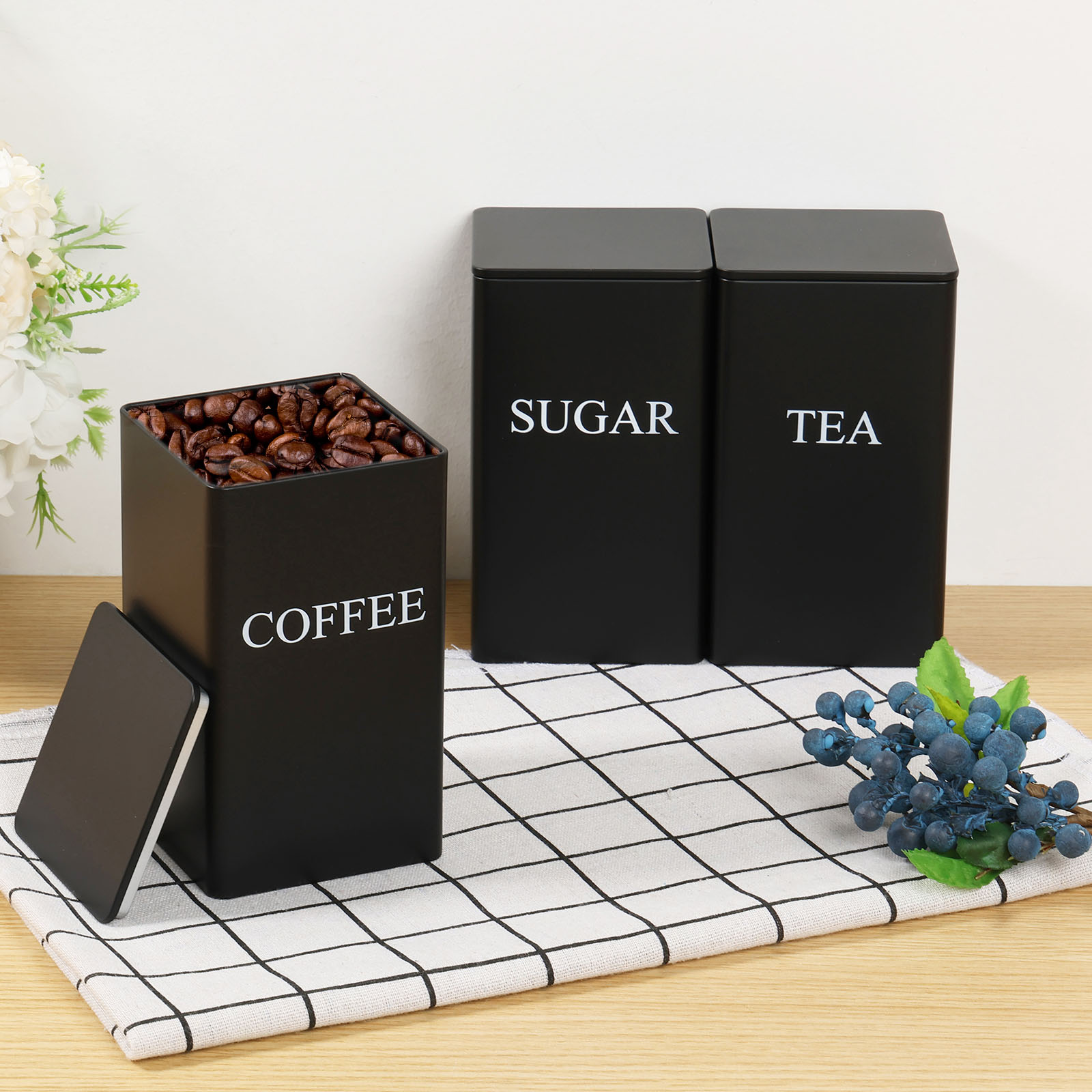 Coffee Tea Canister Set - 3 szt. Kanistry do przechowywania ziaren