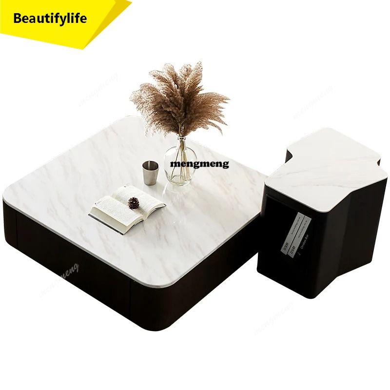 Coffee Tea Unit - Nowoczesny kwadratowy marmurowy stolik kawowy, prosty