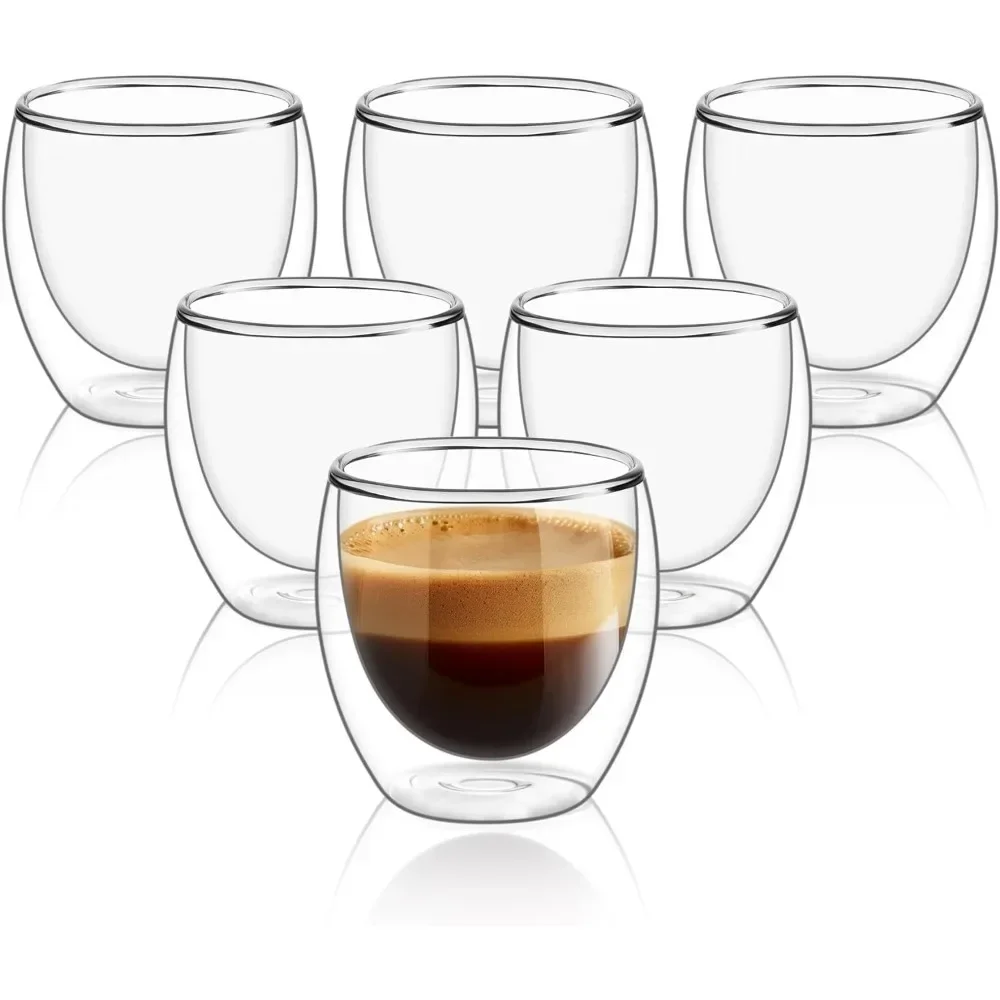 Double Wall Mug - 6 sztuk przezroczystych szklanych kubków do