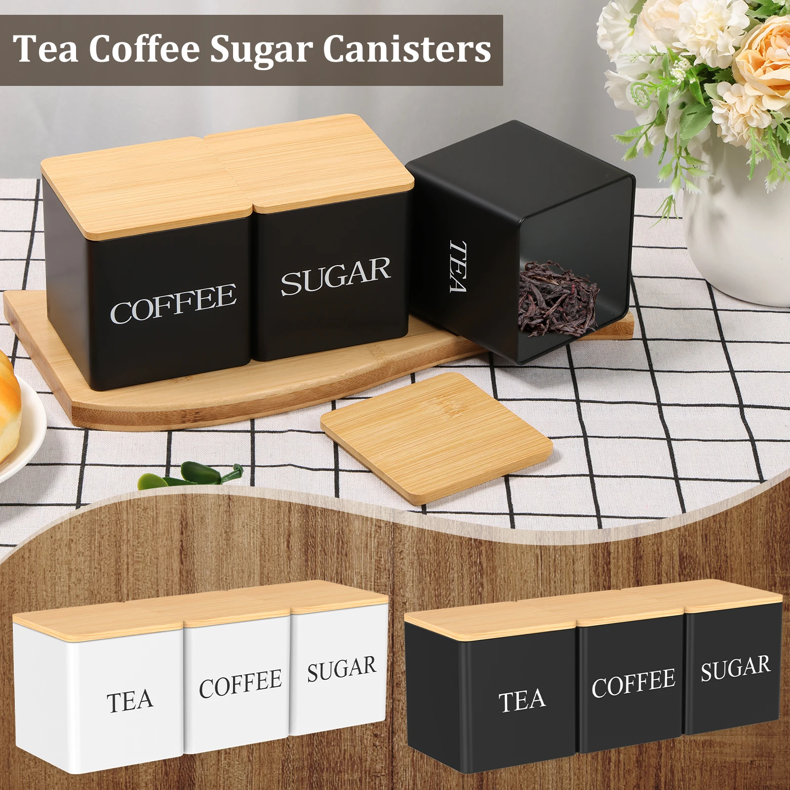 Coffee Tea Canister Set - Zestaw 3 szt. pojemników na herbatę,