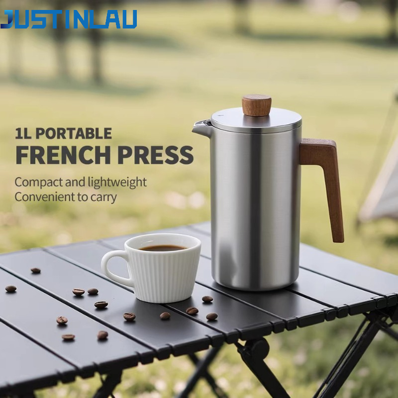 Coffee Tea Press - JUSTINLAU 1000ml Stalowy French Press do
