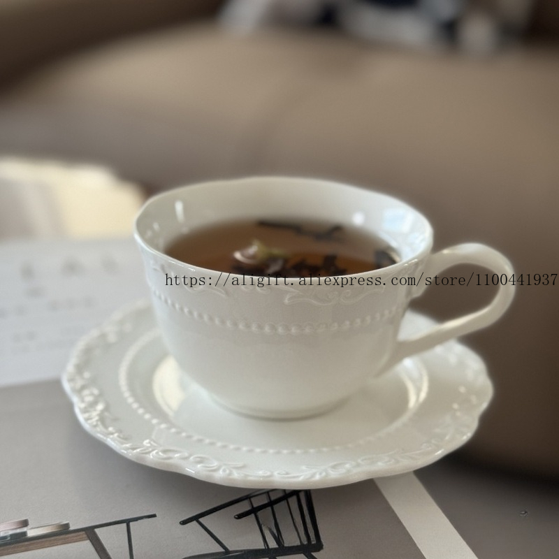 Coffee Tea Sugar Set - Francuski lekki luksusowy wytłoczony kwiatowy zestaw