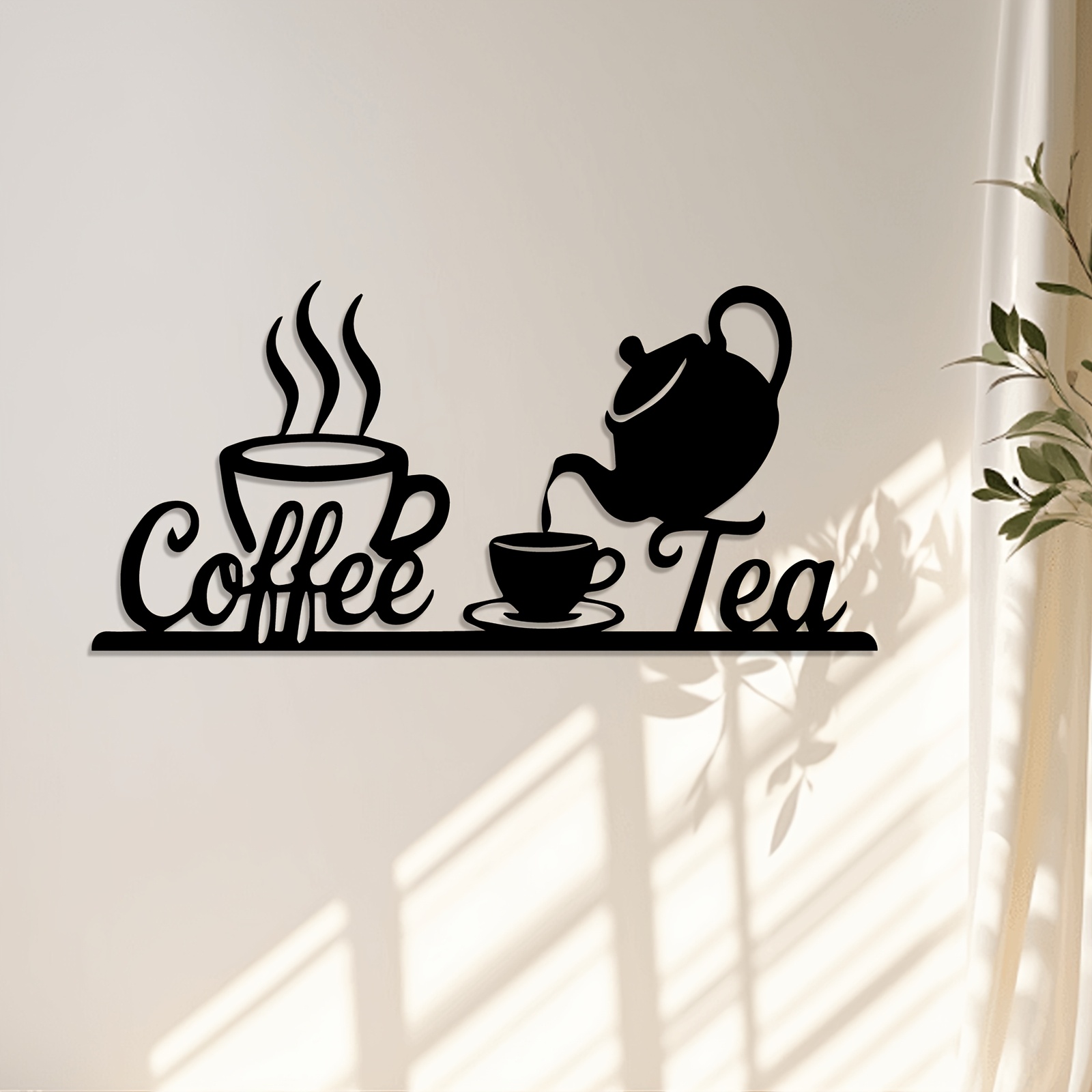 Coffee Tea Press - Rustykalna metalowa tabliczka ścienna z motywem