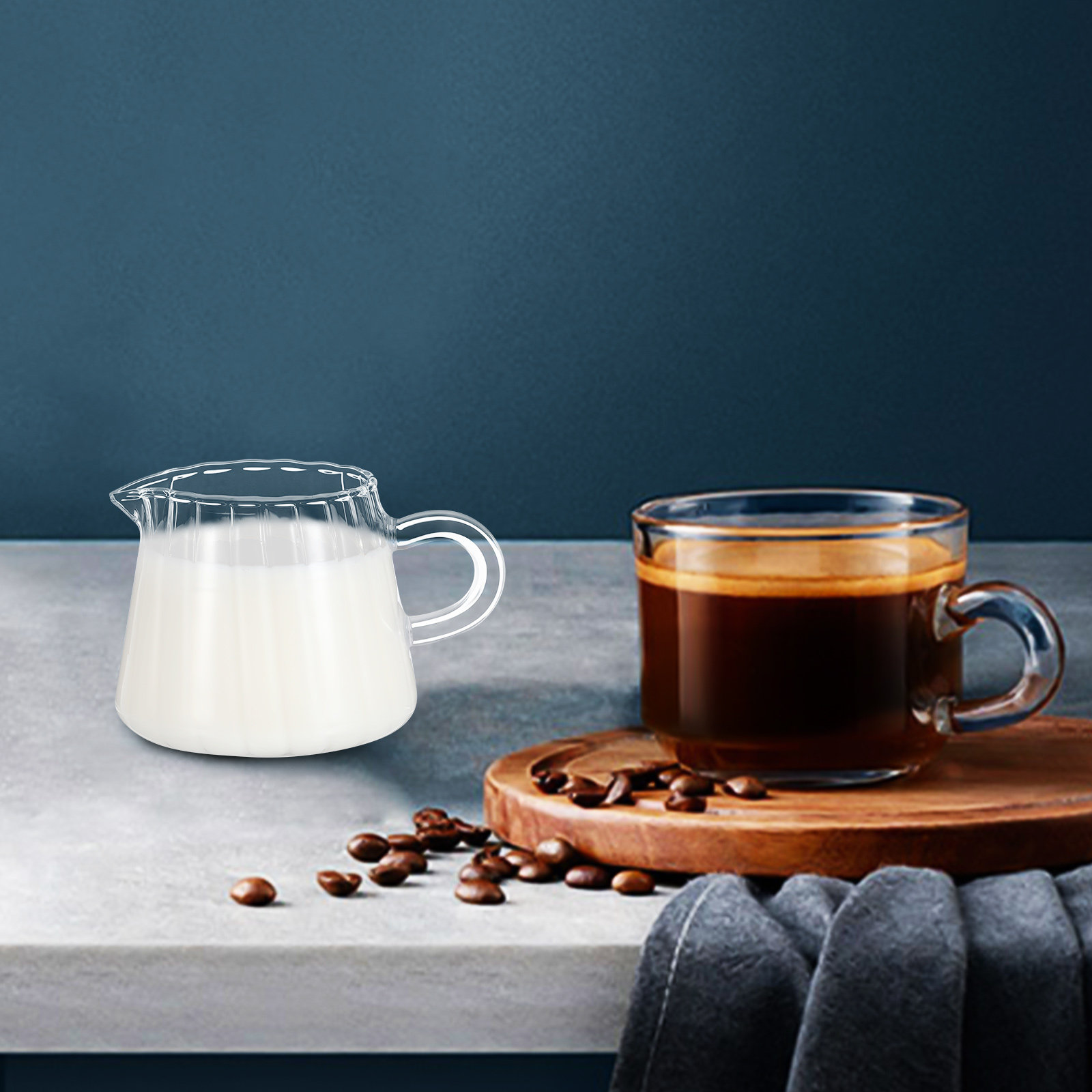 Coffee Tea Creamer - Przezroczysty szklany dzbanek na mleko z