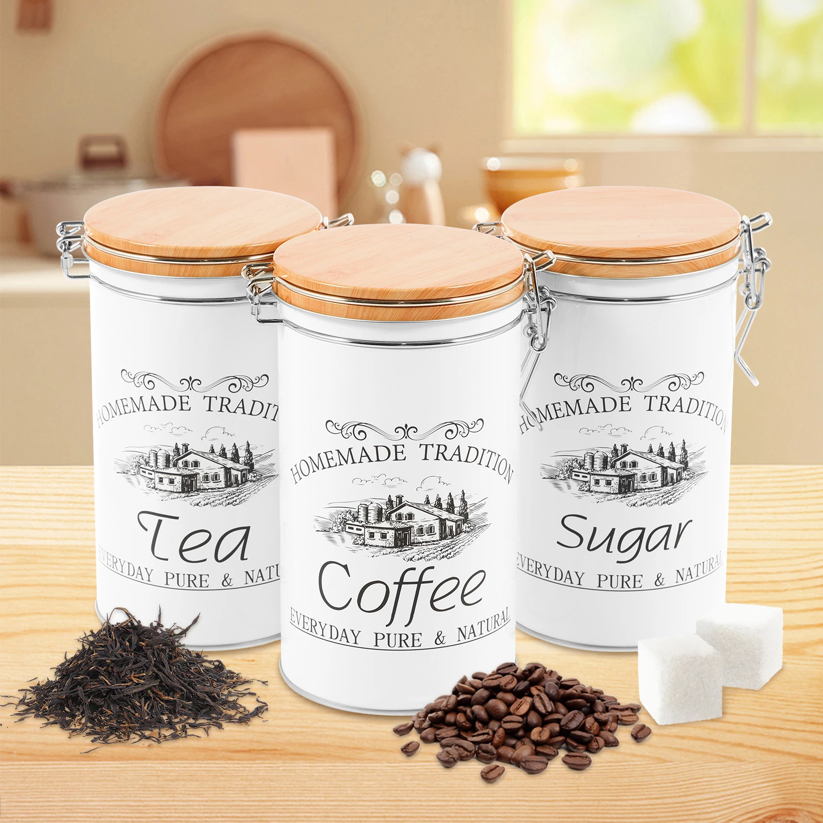 3 szt./zestaw Pojemniki na her – Coffee Tea Canister Set recenzja i cena