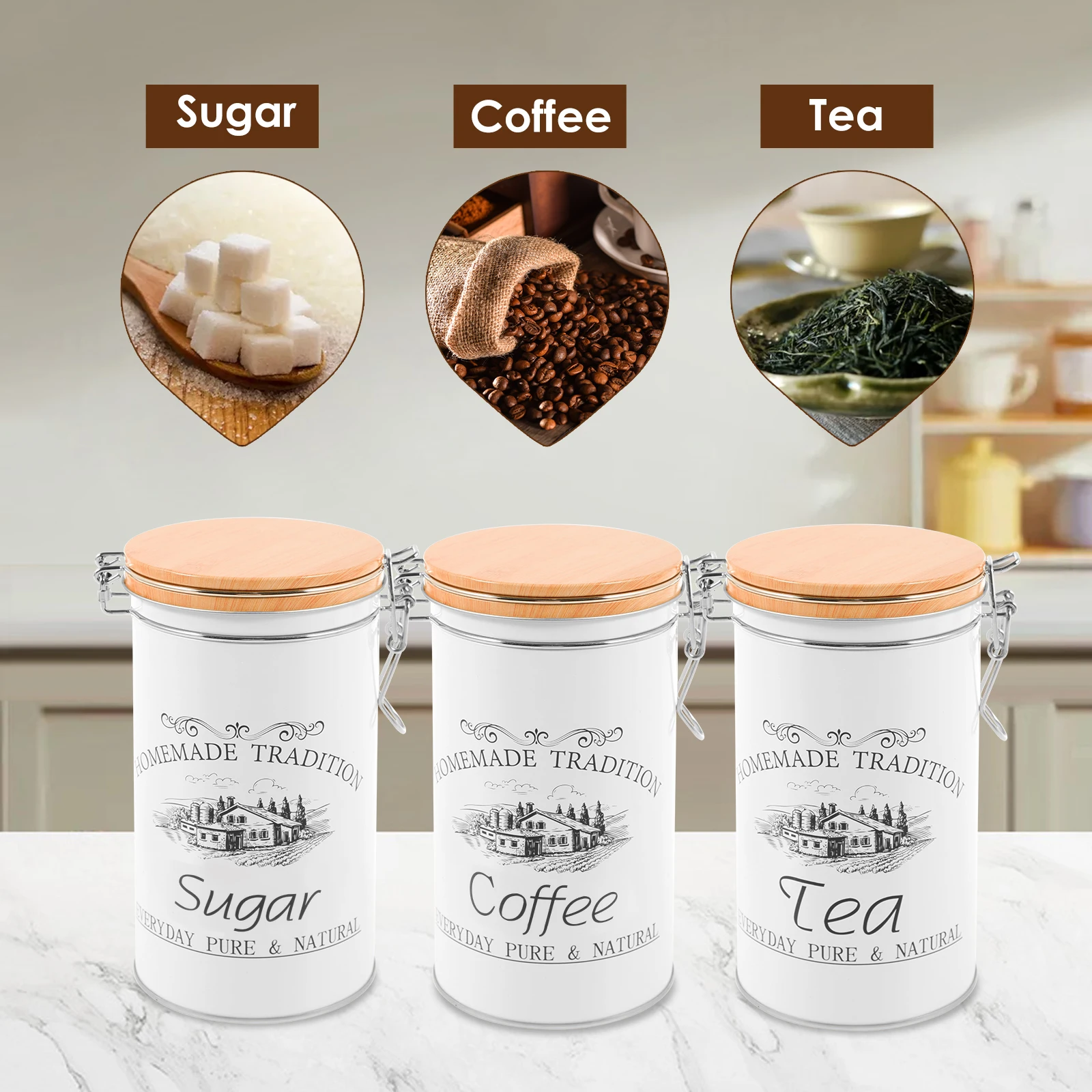 3 szt./zestaw Pojemniki na her – Coffee Tea Canister Set recenzja i cena