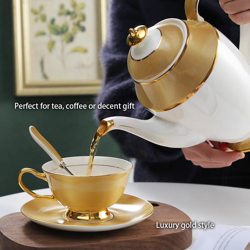 Luksusowy złoty porcelanowy ze – Coffee Tea Sugar Set recenzja i cena