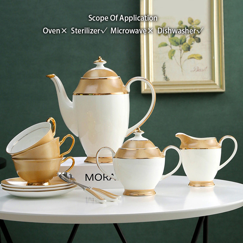 Luksusowy złoty porcelanowy ze – Coffee Tea Sugar Set recenzja i cena