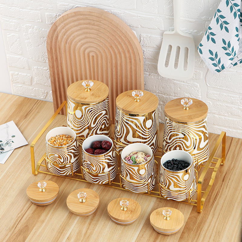 Zestaw 7 kolorowych, szkliwion – Coffee Tea Canister Set recenzja i cena